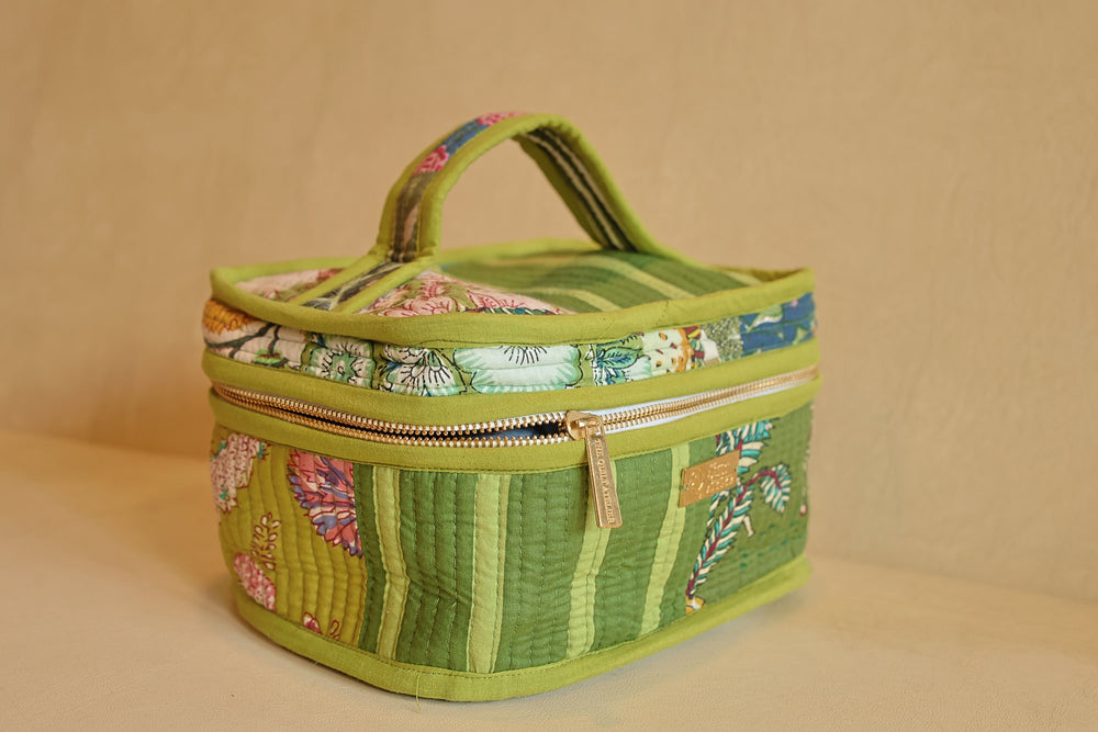 Vanitry Box Van Vihar Makeup Vanity Box β hand block printed quilted bag | The ...
