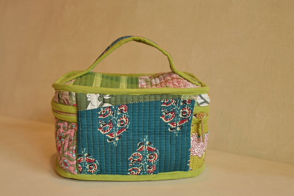 Vanitry Box Van Vihar Makeup Vanity Box β hand block printed quilted bag | The ...