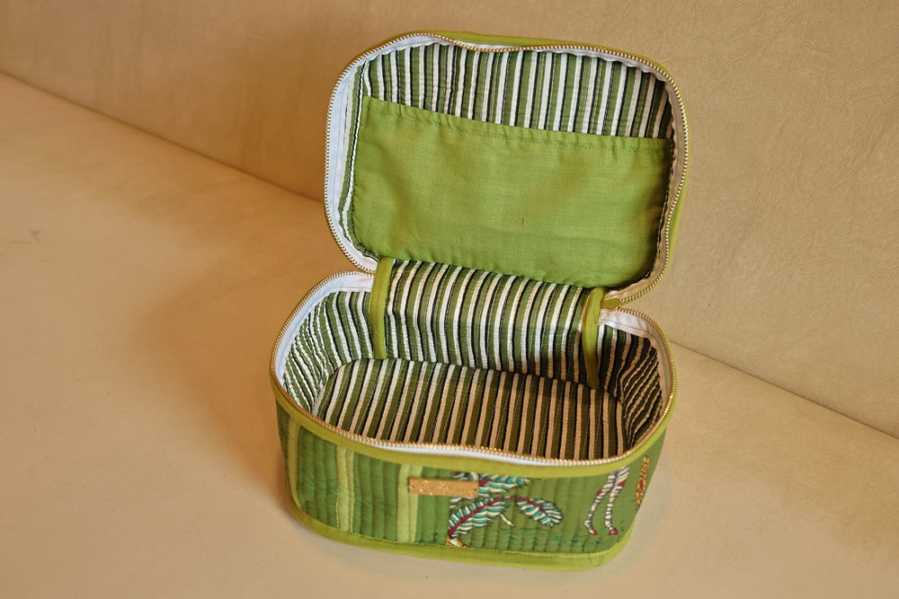 Van Vihar Makeup Vanity Box — hand block printed quilted bag | The ...